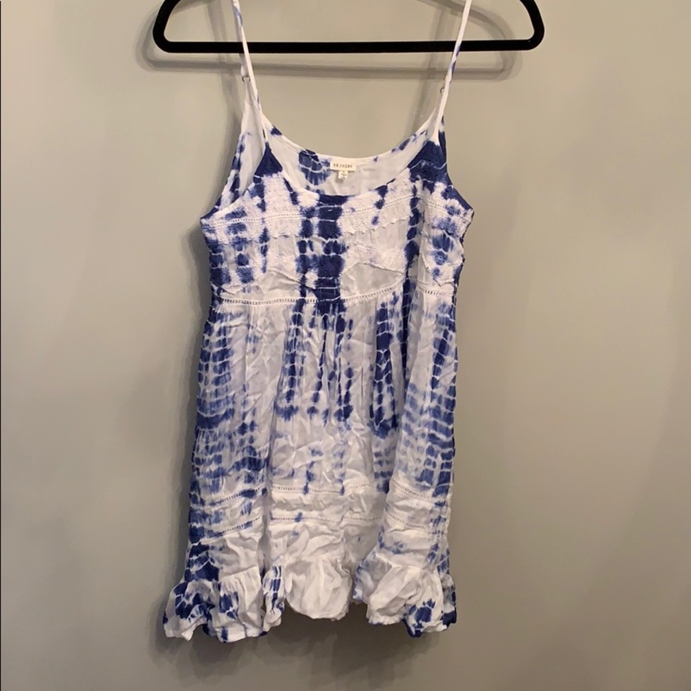 Blue + White tie dye mini sundress cover up